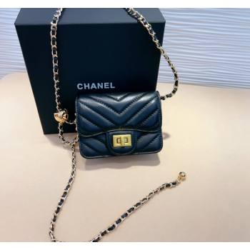 Chanel Boy Chevron Lambskin Chain Belt Bag Black 2024 0708 (99-240708003)