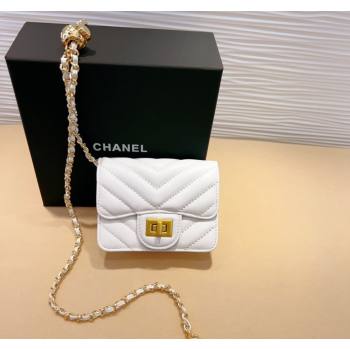 Chanel Boy Chevron Lambskin Chain Belt Bag White 2024 0708 (99-240708005)