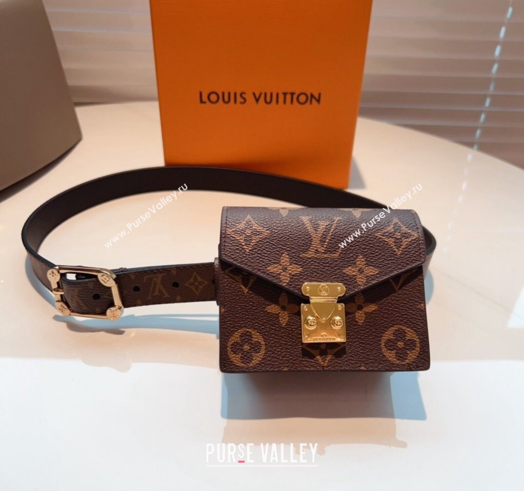 Louis Vuitton Monogram Pouch Belt with Pink Buckle 2024 0706 (99-240706001)