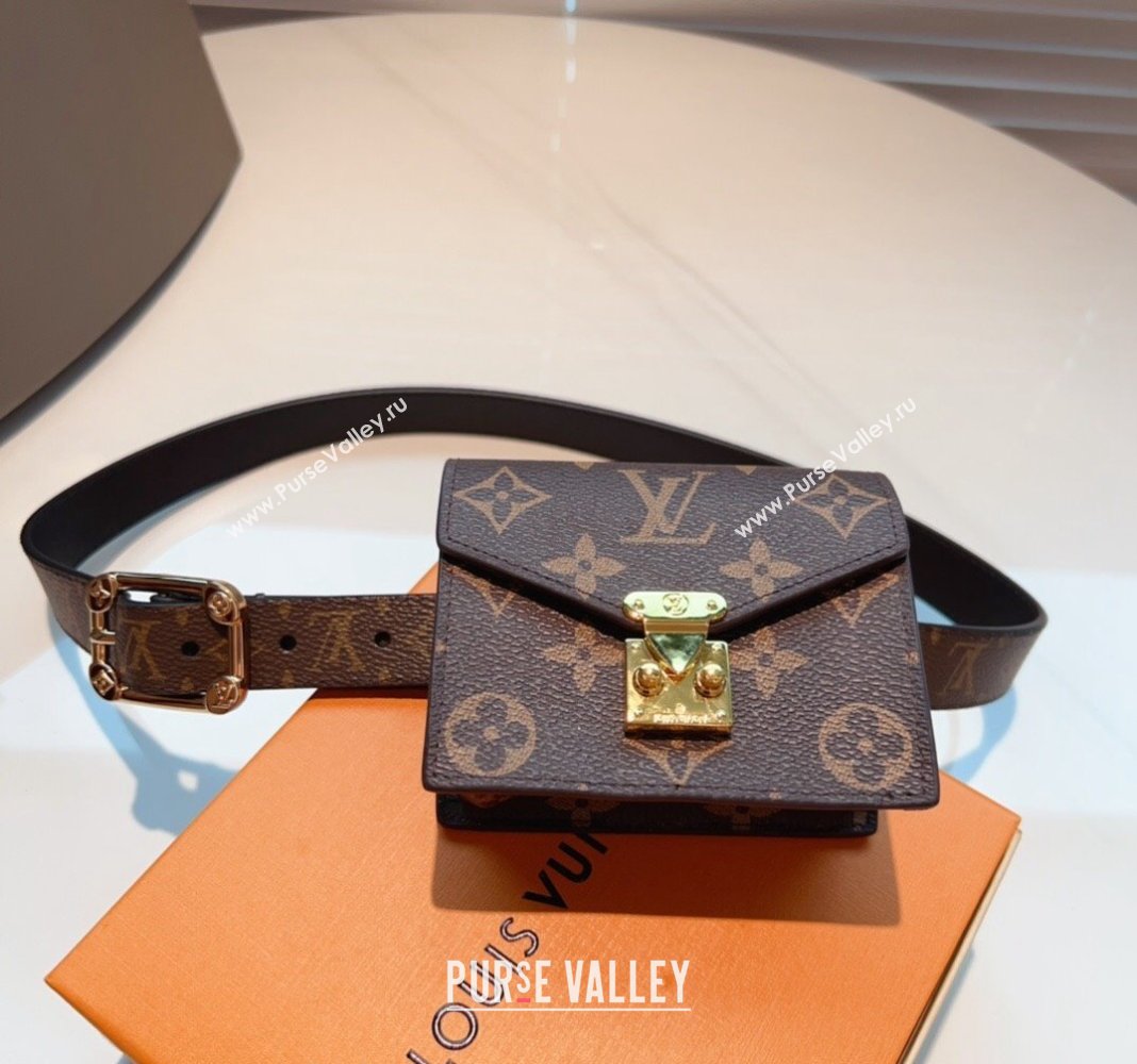 Louis Vuitton Monogram Pouch Belt with Pink Buckle 2024 0706 (99-240706001)