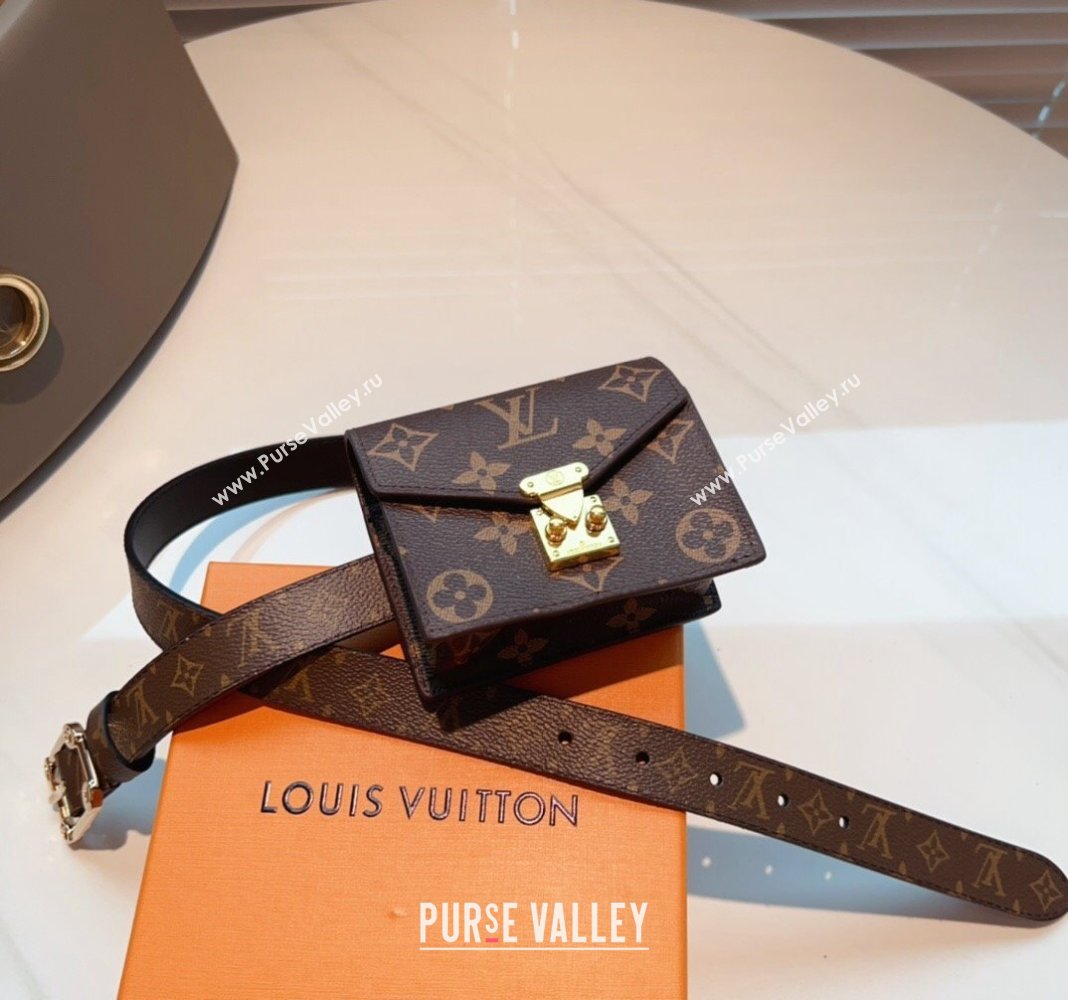 Louis Vuitton Monogram Pouch Belt with Pink Buckle 2024 0706 (99-240706001)