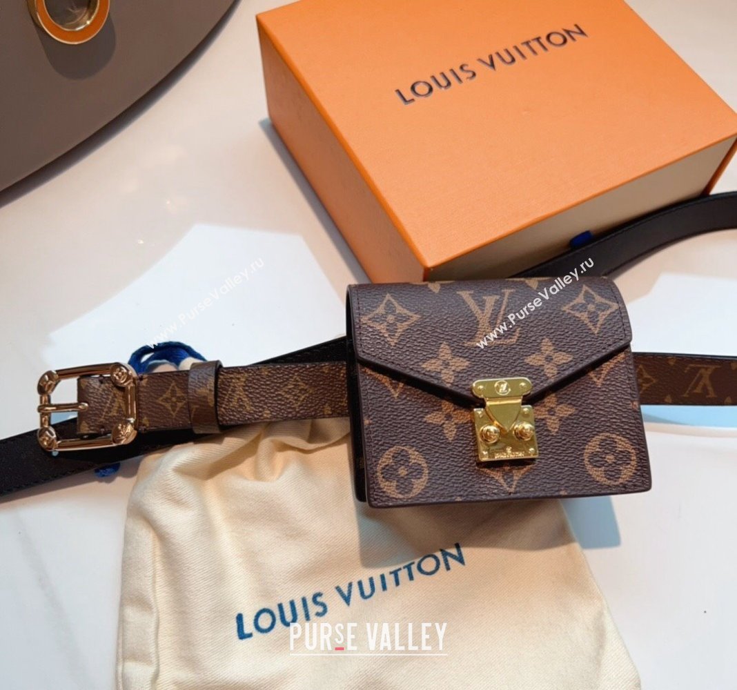 Louis Vuitton Monogram Pouch Belt with Pink Buckle 2024 0706 (99-240706001)