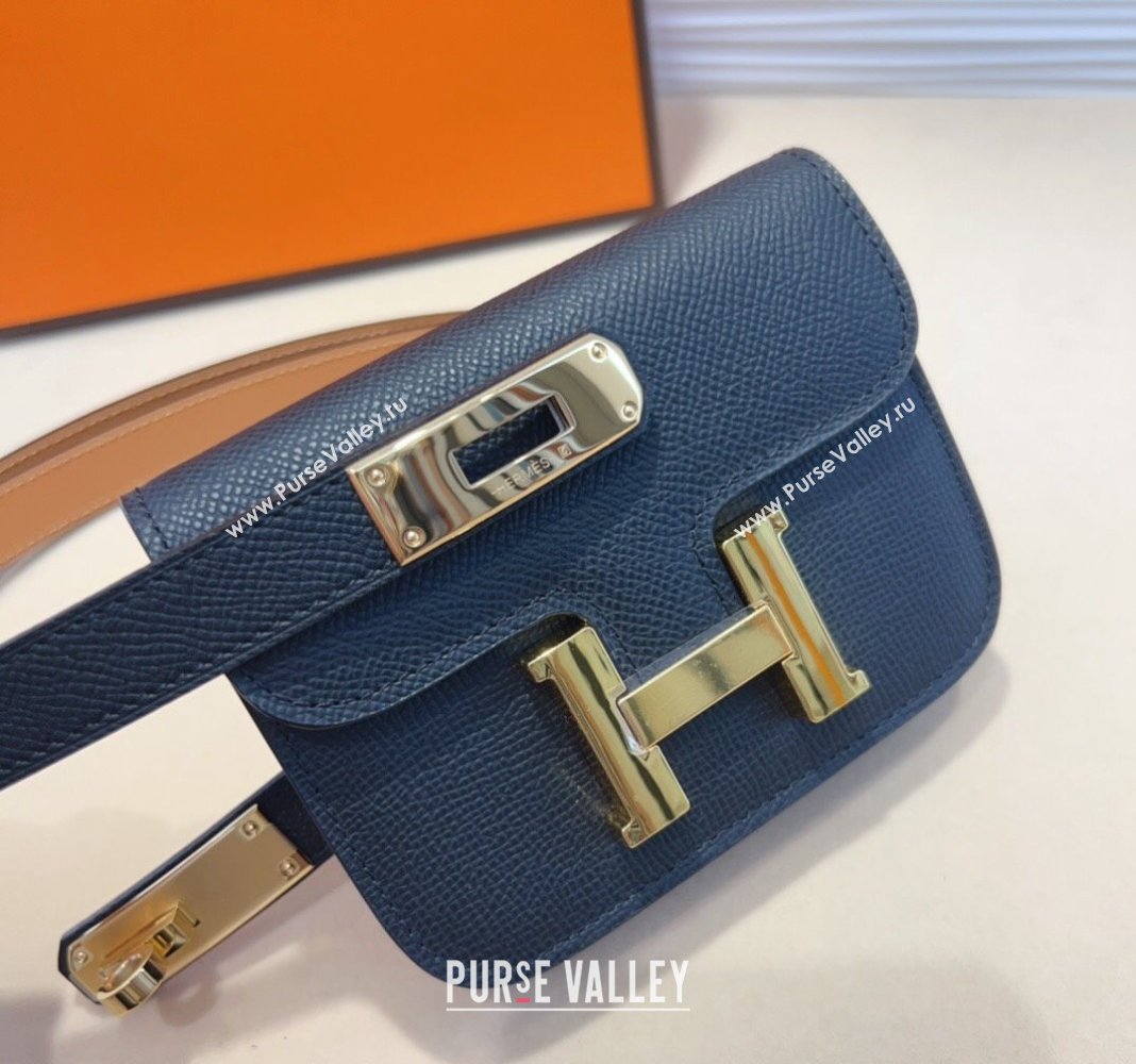 Hermes Kelly Buckle Pouch Belt in Grained Calfskin with Gold Hardware Black 2024 0706 (99-240706024)