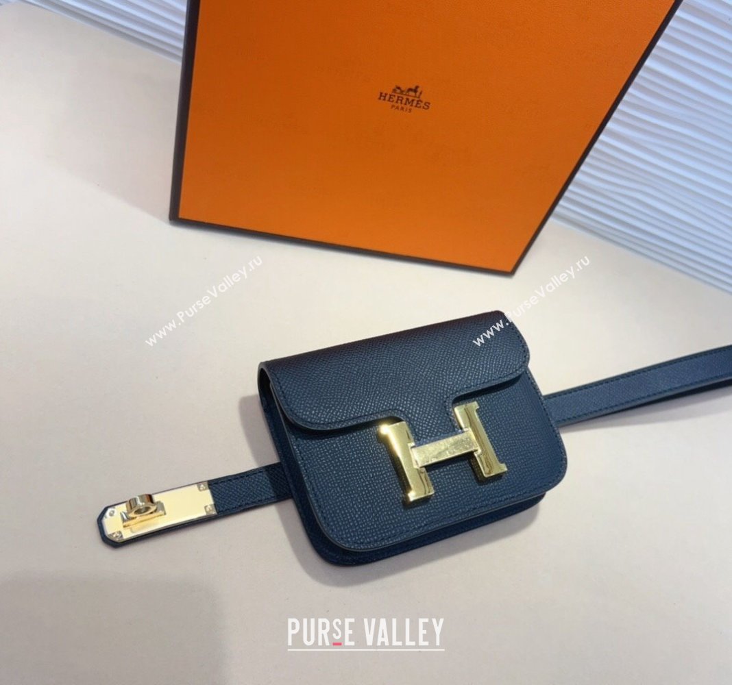 Hermes Kelly Buckle Pouch Belt in Grained Calfskin with Gold Hardware Black 2024 0706 (99-240706024)