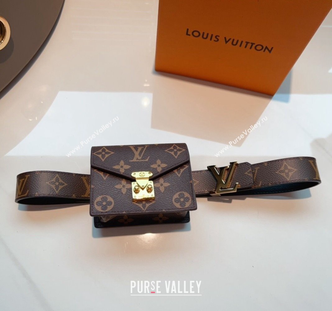 Louis Vuitton Monogram Pouch Belt with LV Buckle 2024 0706 (99-240706002)