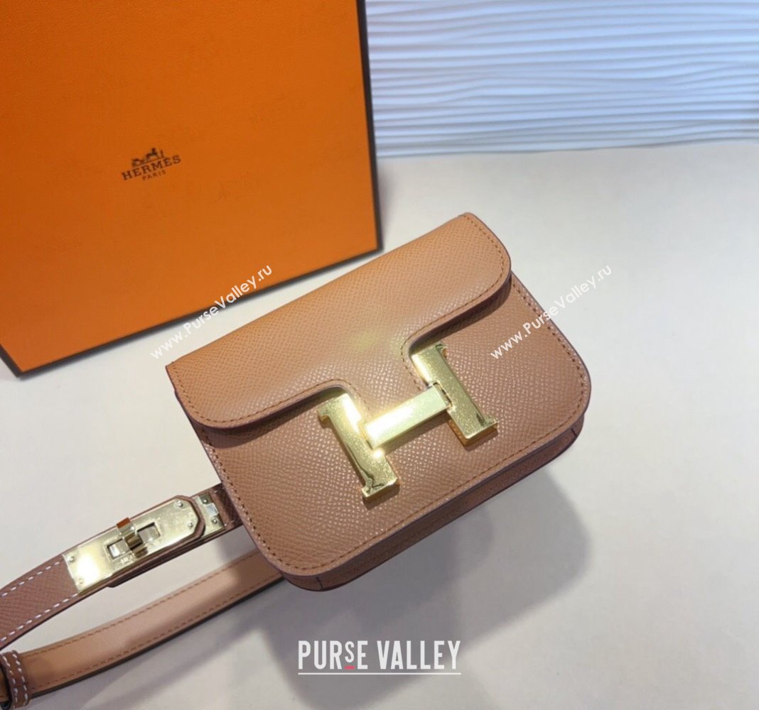 Hermes Kelly Buckle Pouch Belt in Grained Calfskin with Gold Hardware Brown 2024 0706 (99-240706027)