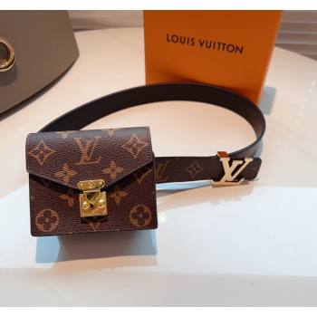 Louis Vuitton Monogram Pouch Belt with LV Buckle 2024 0706 (99-240706002)