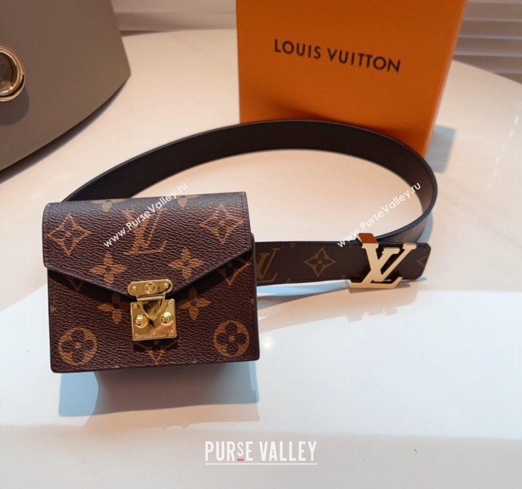 Louis Vuitton Monogram Pouch Belt with LV Buckle 2024 0706 (99-240706002)