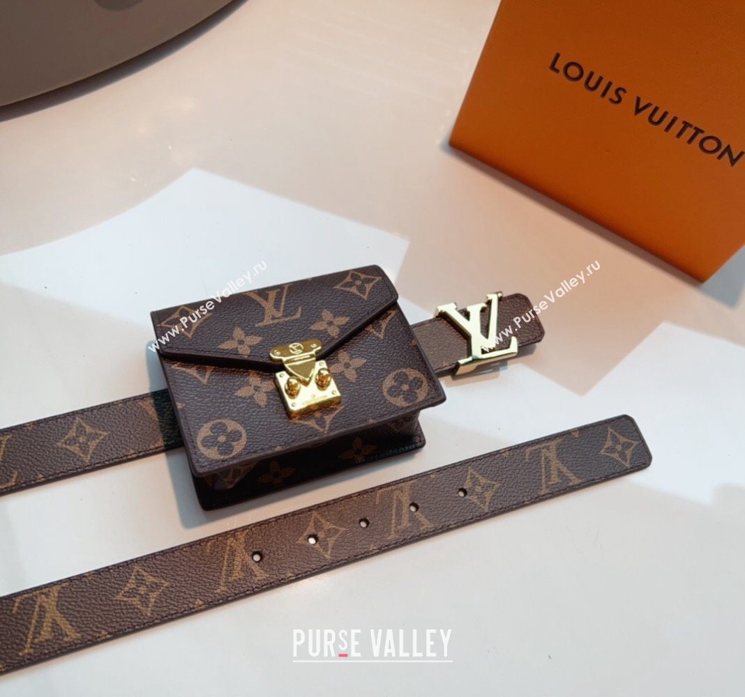 Louis Vuitton Monogram Pouch Belt with LV Buckle 2024 0706 (99-240706002)