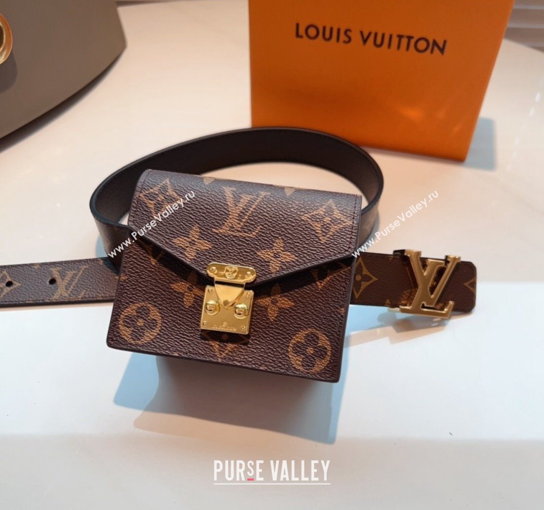 Louis Vuitton Monogram Pouch Belt with LV Buckle 2024 0706 (99-240706002)