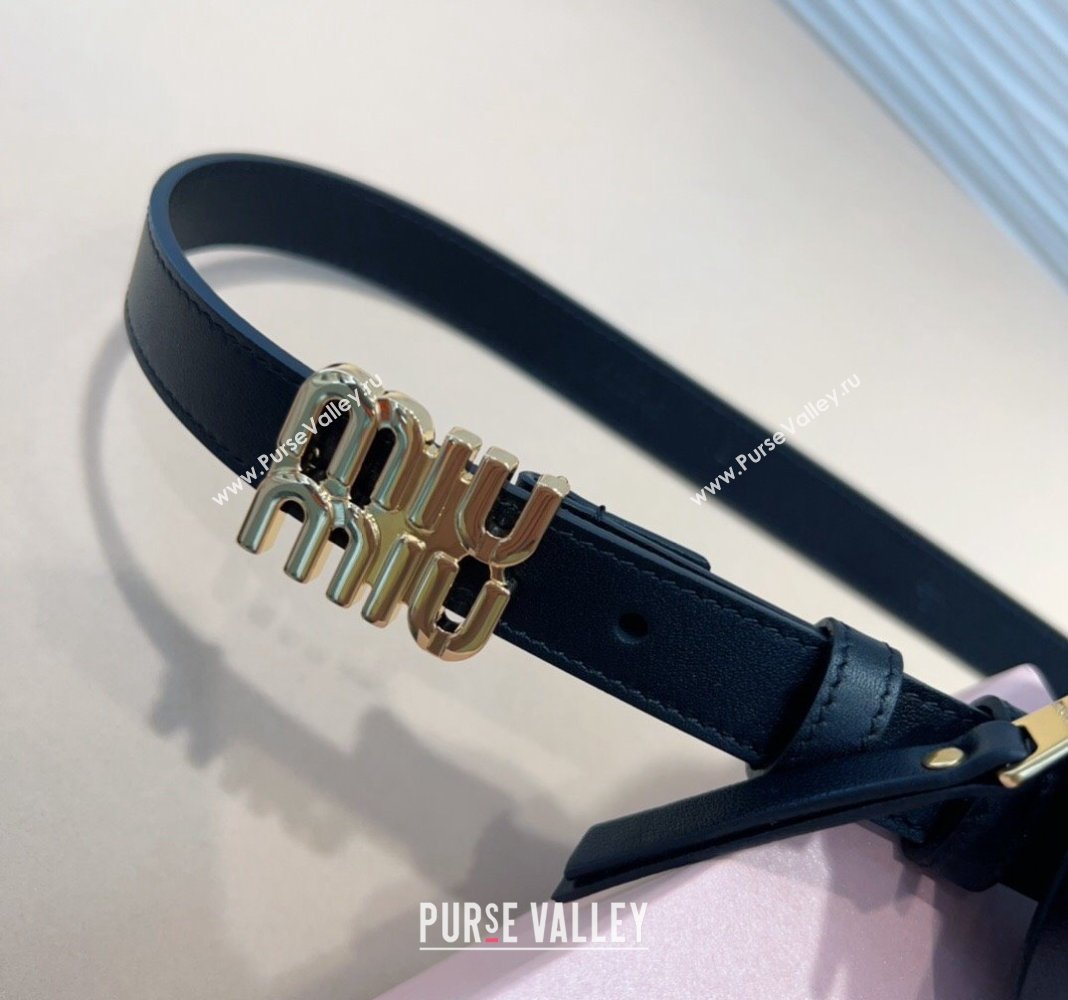 Miu Miu Matelasse Leather Pouch Belt 2cm with Logo Buckle Black 2024 0708 (99-240708027)