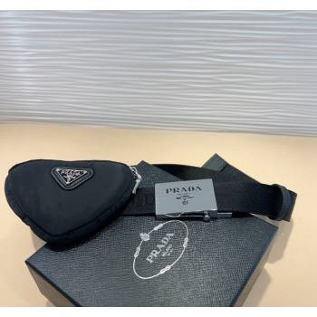Prada Triangle Black Nylon Pouch Belt 2024 0708 (99-240708041)