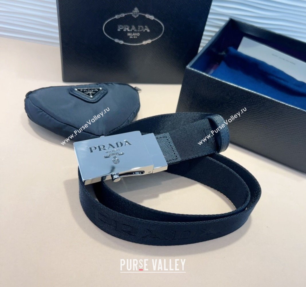 Prada Triangle Black Nylon Pouch Belt 2024 0708 (99-240708041)