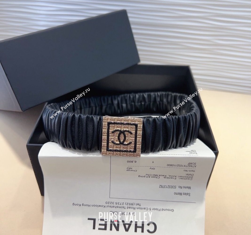 Chanel Stretch Calfskin Belt 3cm with Framed CC Black 02 2024 0708 (99-240708072)