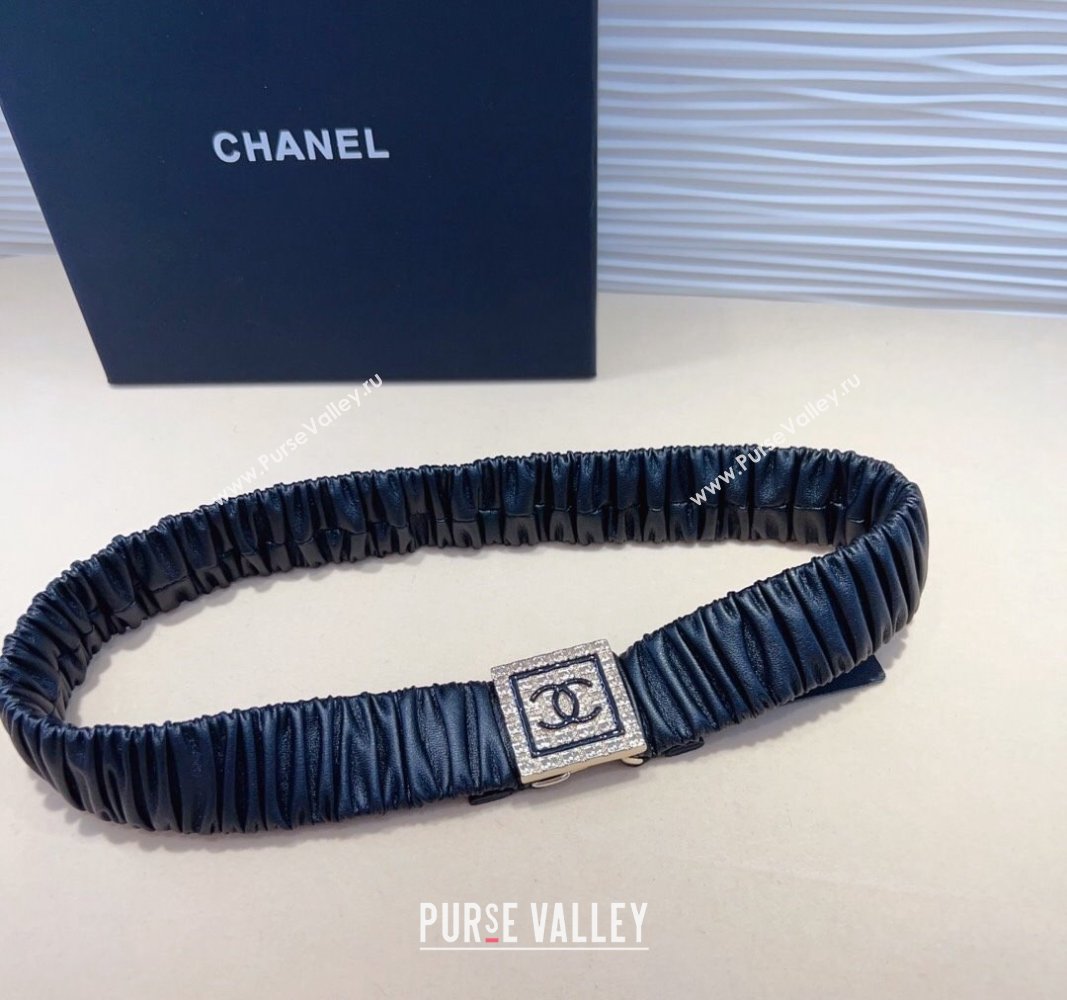 Chanel Stretch Calfskin Belt 3cm with Framed CC Black 02 2024 0708 (99-240708072)