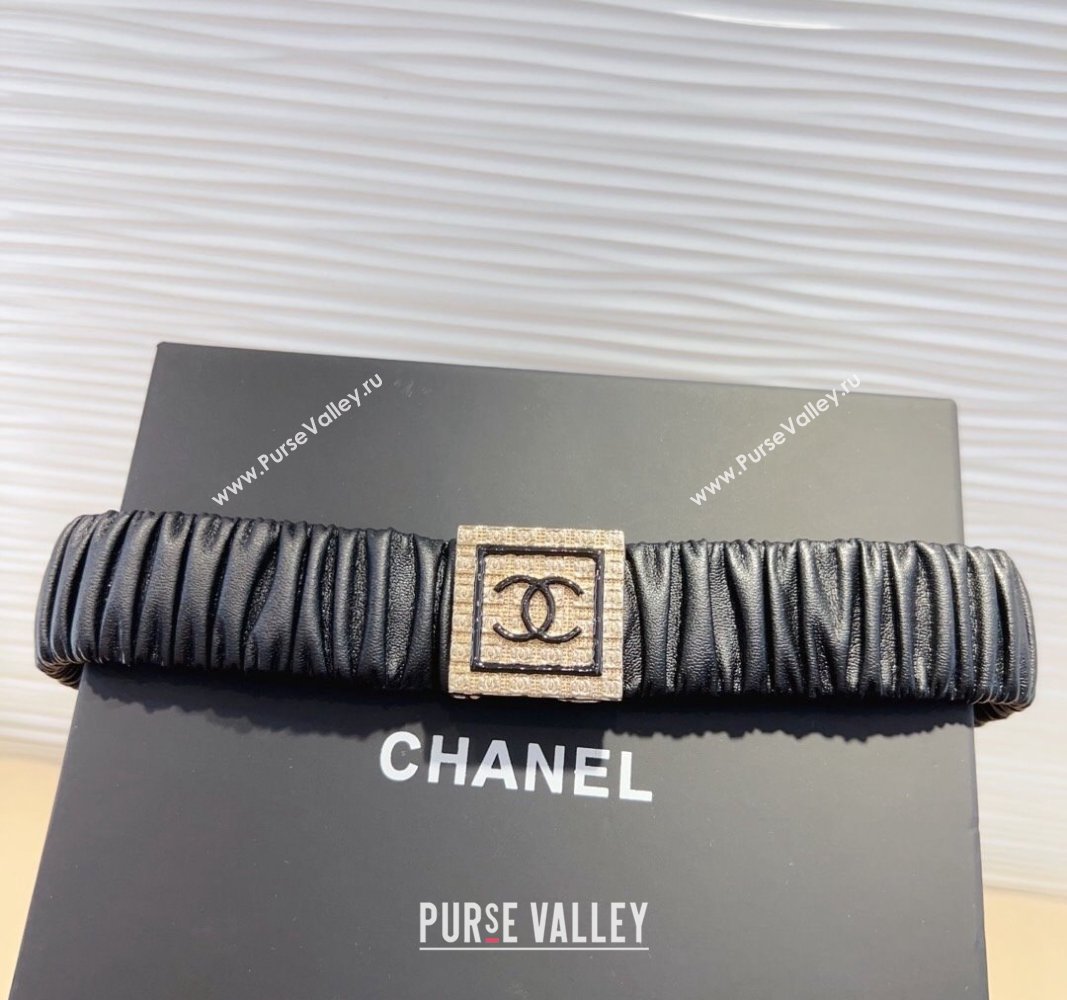 Chanel Stretch Calfskin Belt 3cm with Framed CC Black 02 2024 0708 (99-240708072)