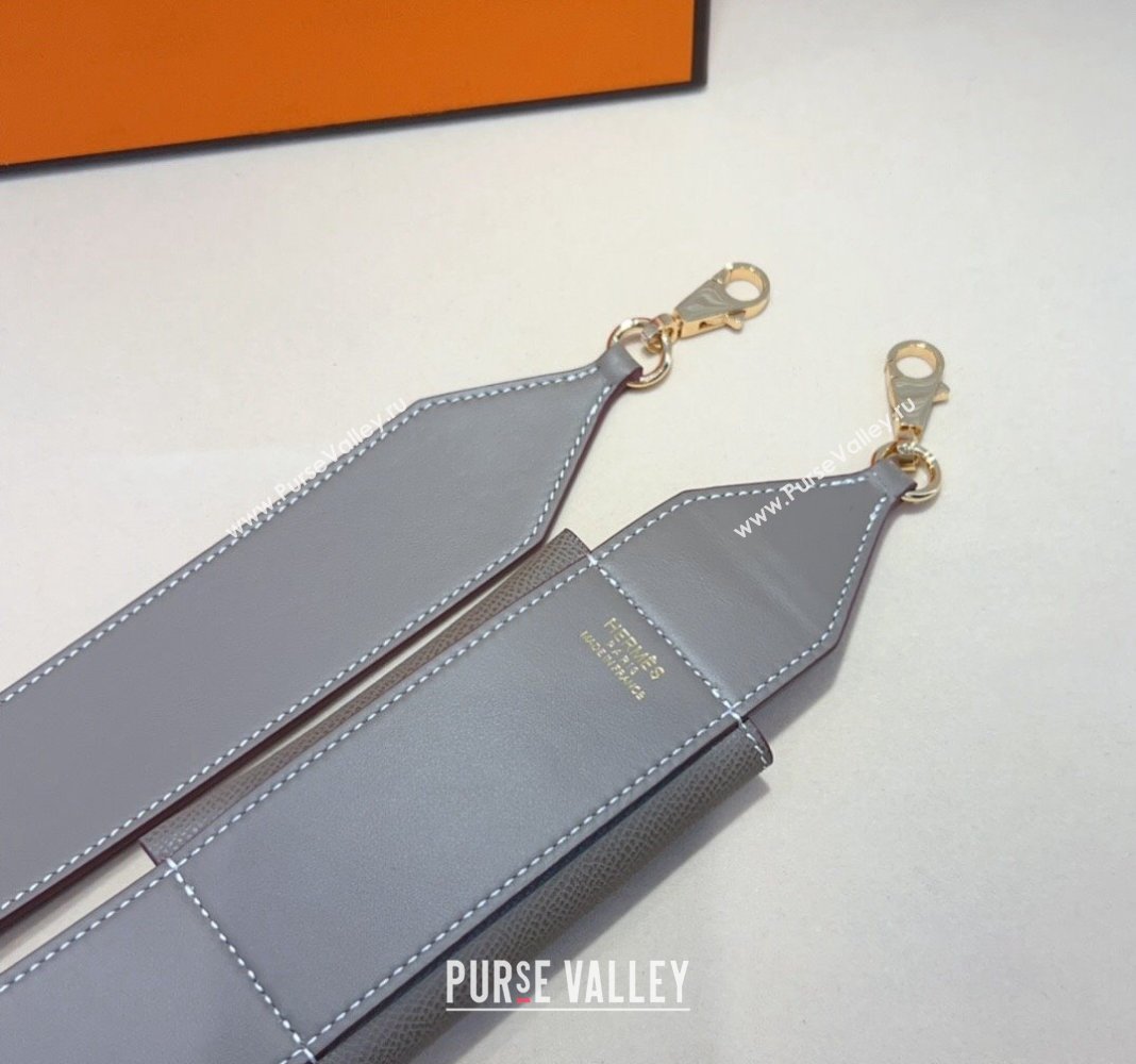 Hermes Kelly Pocket Trap Pouch Belt in Grianed Calfskin with Gold Buckle Grey 2024 (99-240708045)