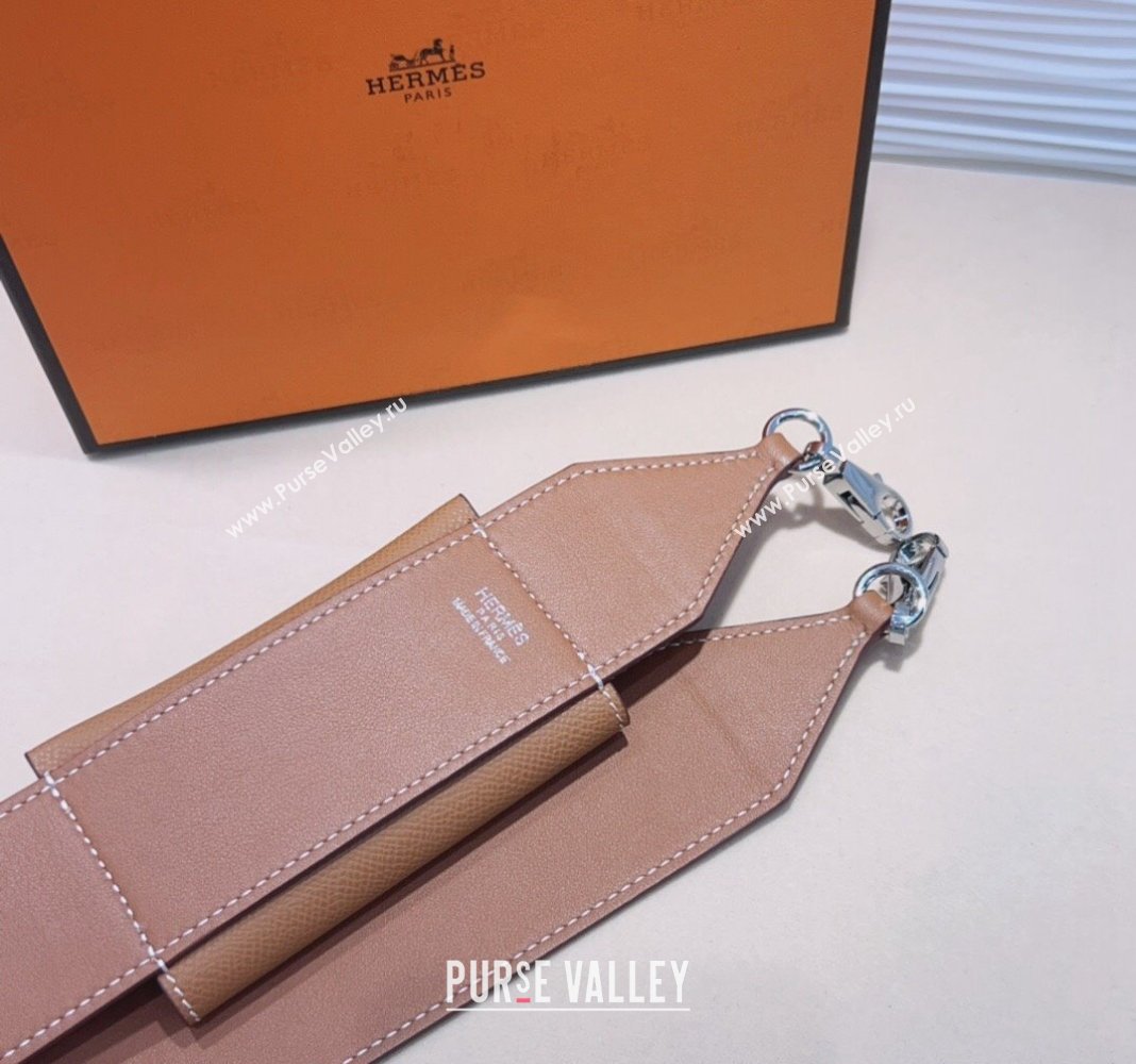 Hermes Kelly Pocket Trap Pouch Belt in Grianed Calfskin with Sillver Buckle Brown 2024 (99-240708047)