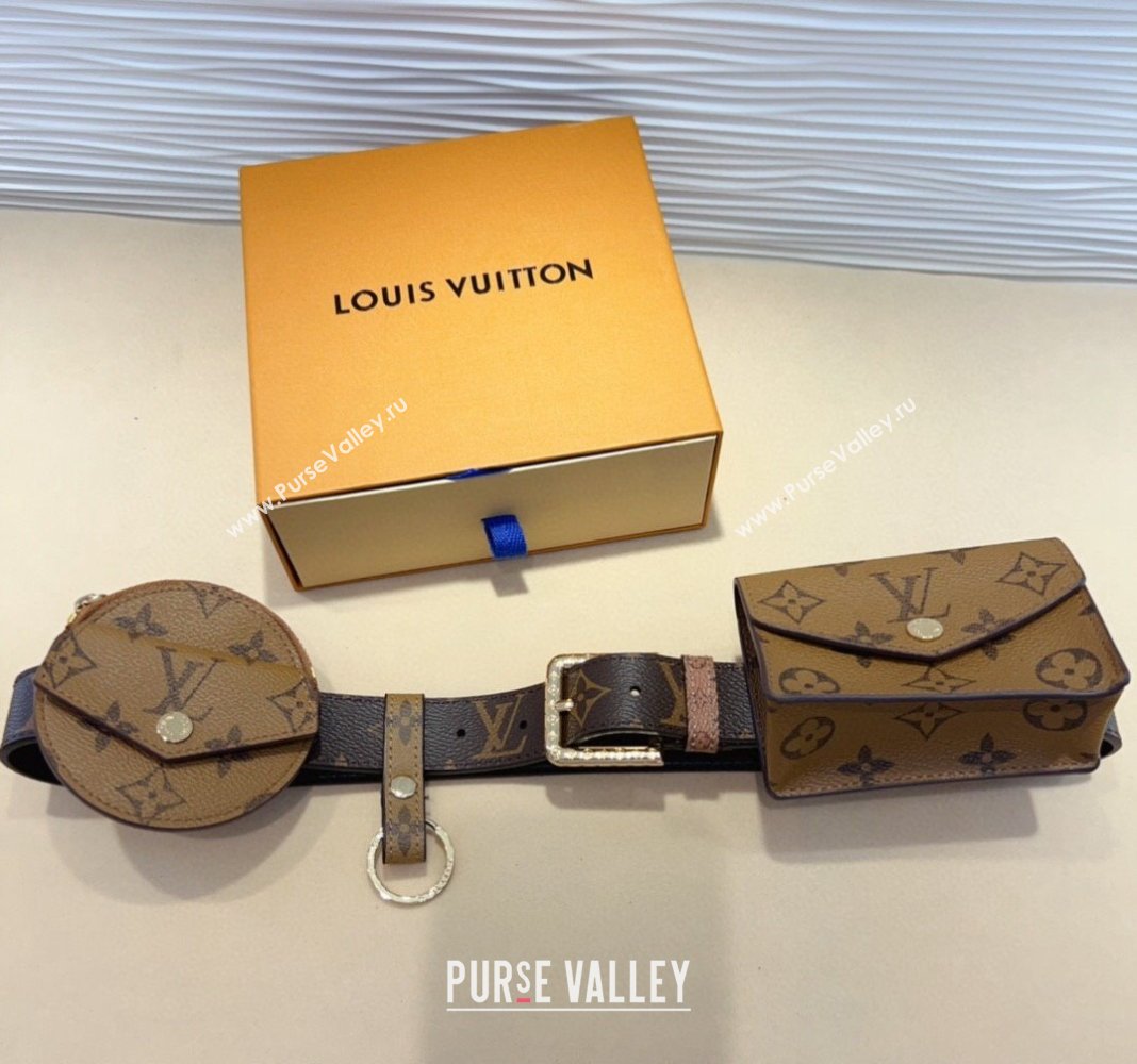 Louis Vuitton Monogram Pouch Belt Set Monogram Reverse 2024 M0236U (99-240706004)