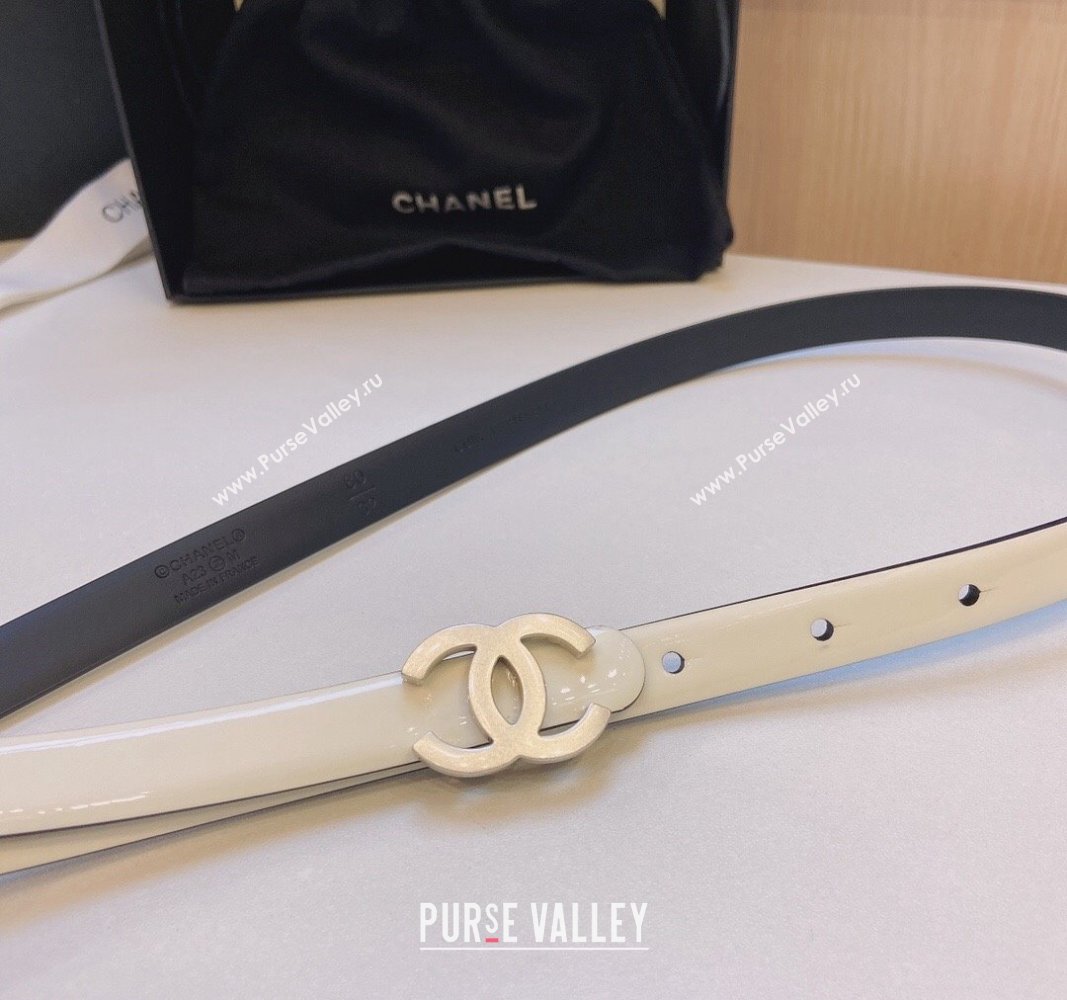 Chanel Patent Calfskin Belt 1.5cm with CC Buckle White 2024 0729 (Yangy-240729015)