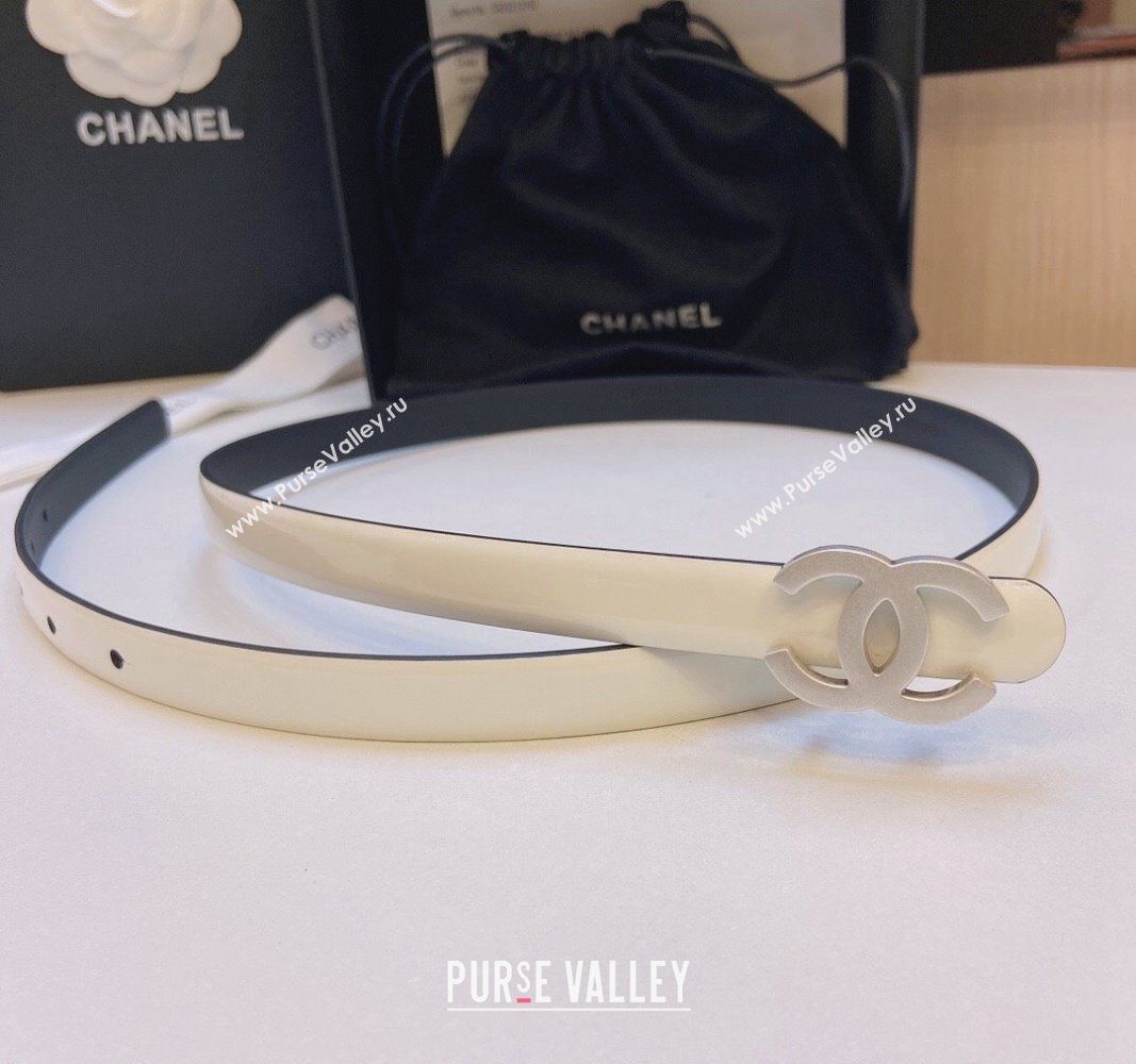 Chanel Patent Calfskin Belt 1.5cm with CC Buckle White 2024 0729 (Yangy-240729015)