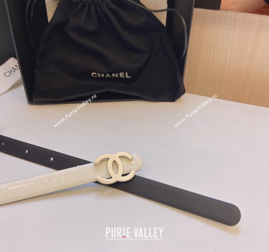 Chanel Patent Calfskin Belt 1.5cm with CC Buckle White 2024 0729 (Yangy-240729015)