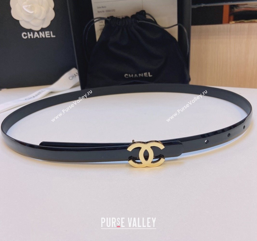 Chanel Patent Calfskin Belt 1.5cm with CC Buckle Black 2024 0729 (Yangy-240729014)