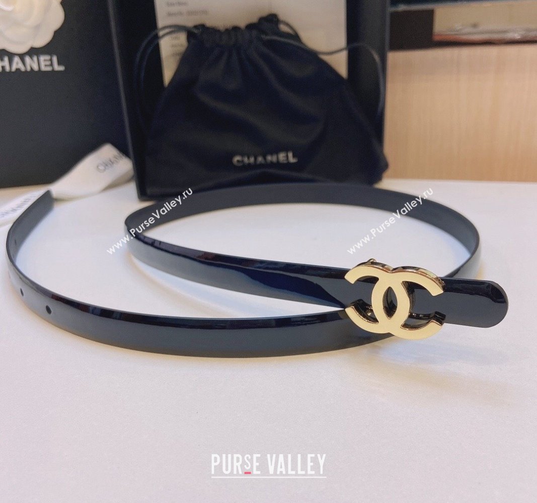 Chanel Patent Calfskin Belt 1.5cm with CC Buckle Black 2024 0729 (Yangy-240729014)