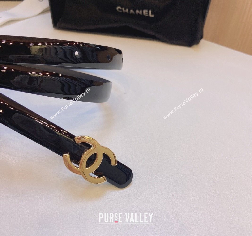 Chanel Patent Calfskin Belt 1.5cm with CC Buckle Black 2024 0729 (Yangy-240729014)