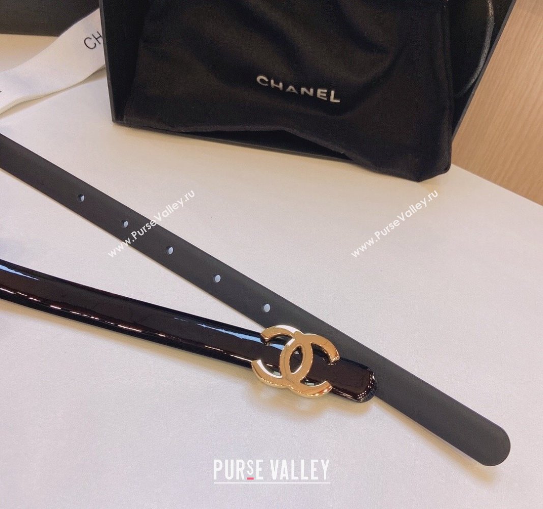 Chanel Patent Calfskin Belt 1.5cm with CC Buckle Black 2024 0729 (Yangy-240729014)