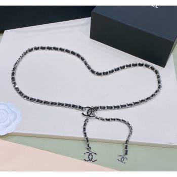 Chanel Leather Chain Belt with CC Silver 2024 072923 (Yangy-240729057)