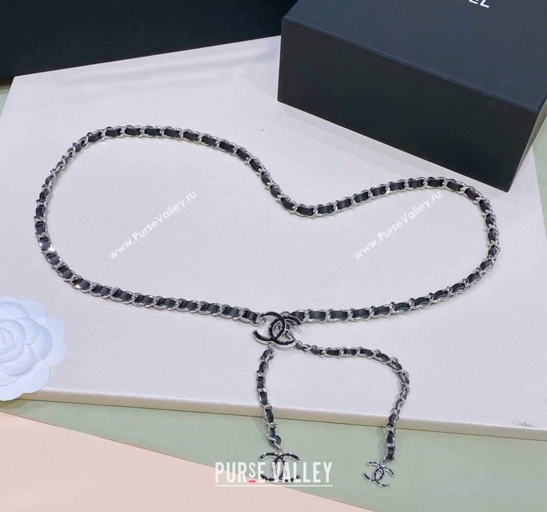 Chanel Leather Chain Belt with CC Silver 2024 072923 (Yangy-240729057)