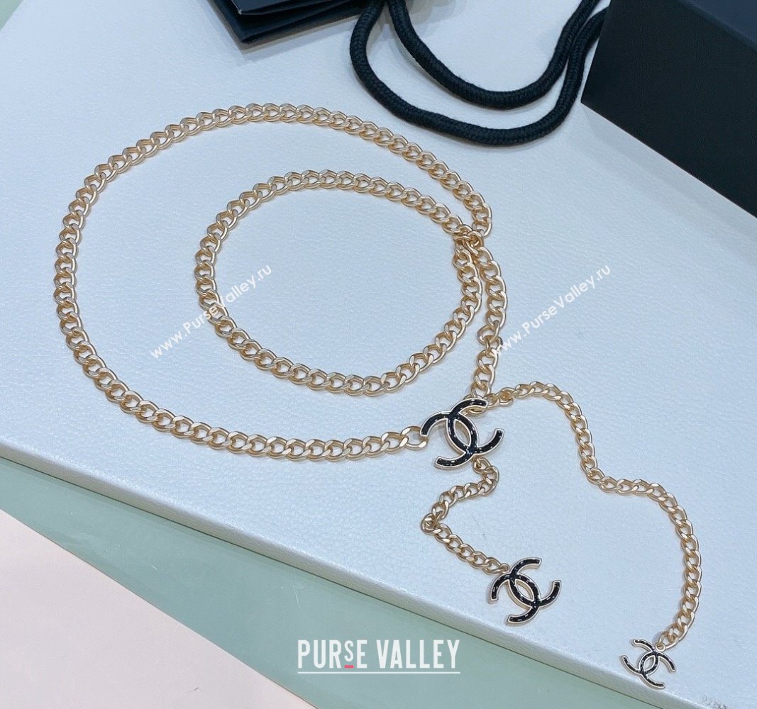 Chanel Chain Belt with CC Gold/Black 2024 072922 (Yangy-240729053)