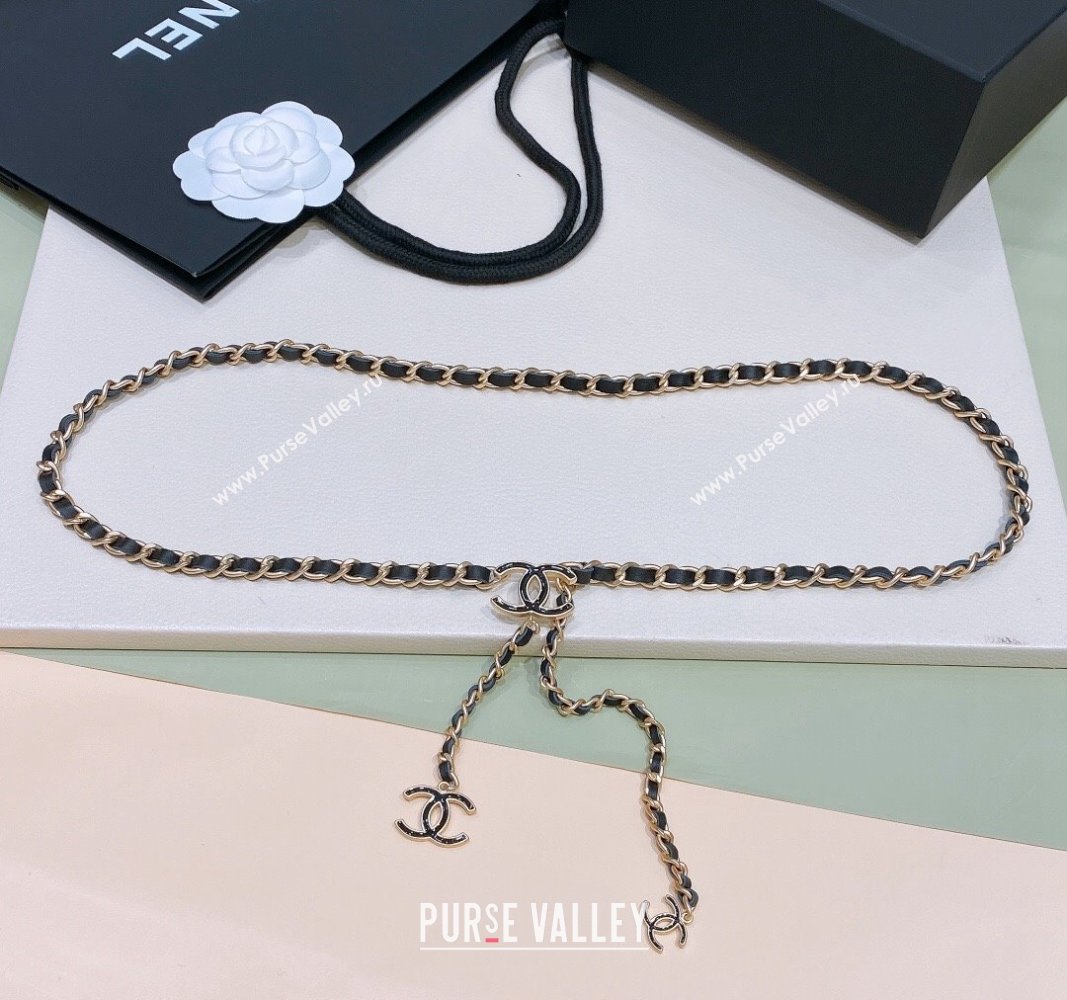 Chanel Leather Chain Belt with CC Black 2024 072923 (Yangy-240729055)