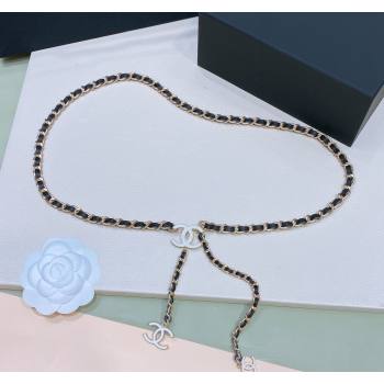 Chanel Leather Chain Belt with CC White 2024 072923 (Yangy-240729056)