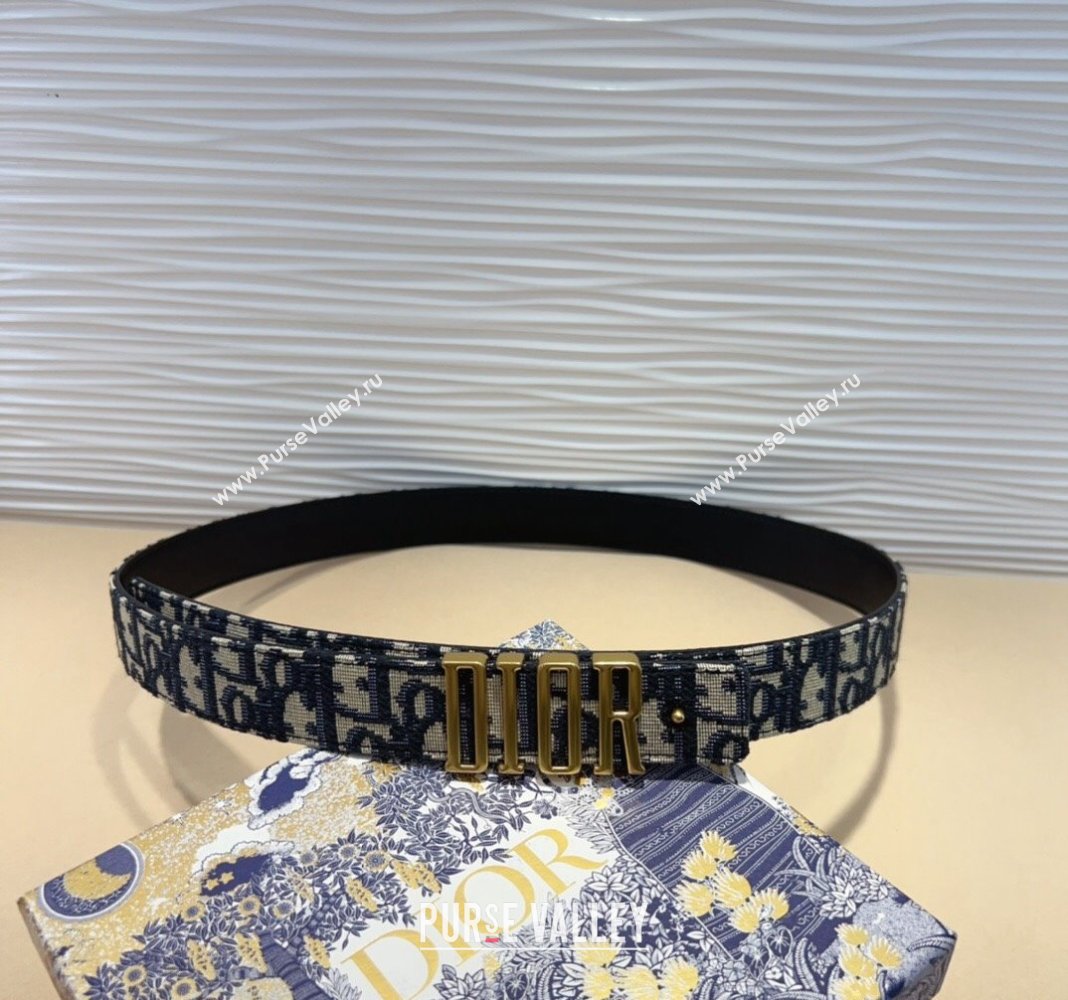 Dior Oblique Canvas Belt 3cm with Gold DIOR Buckle 2024 0820 (99-240820001)