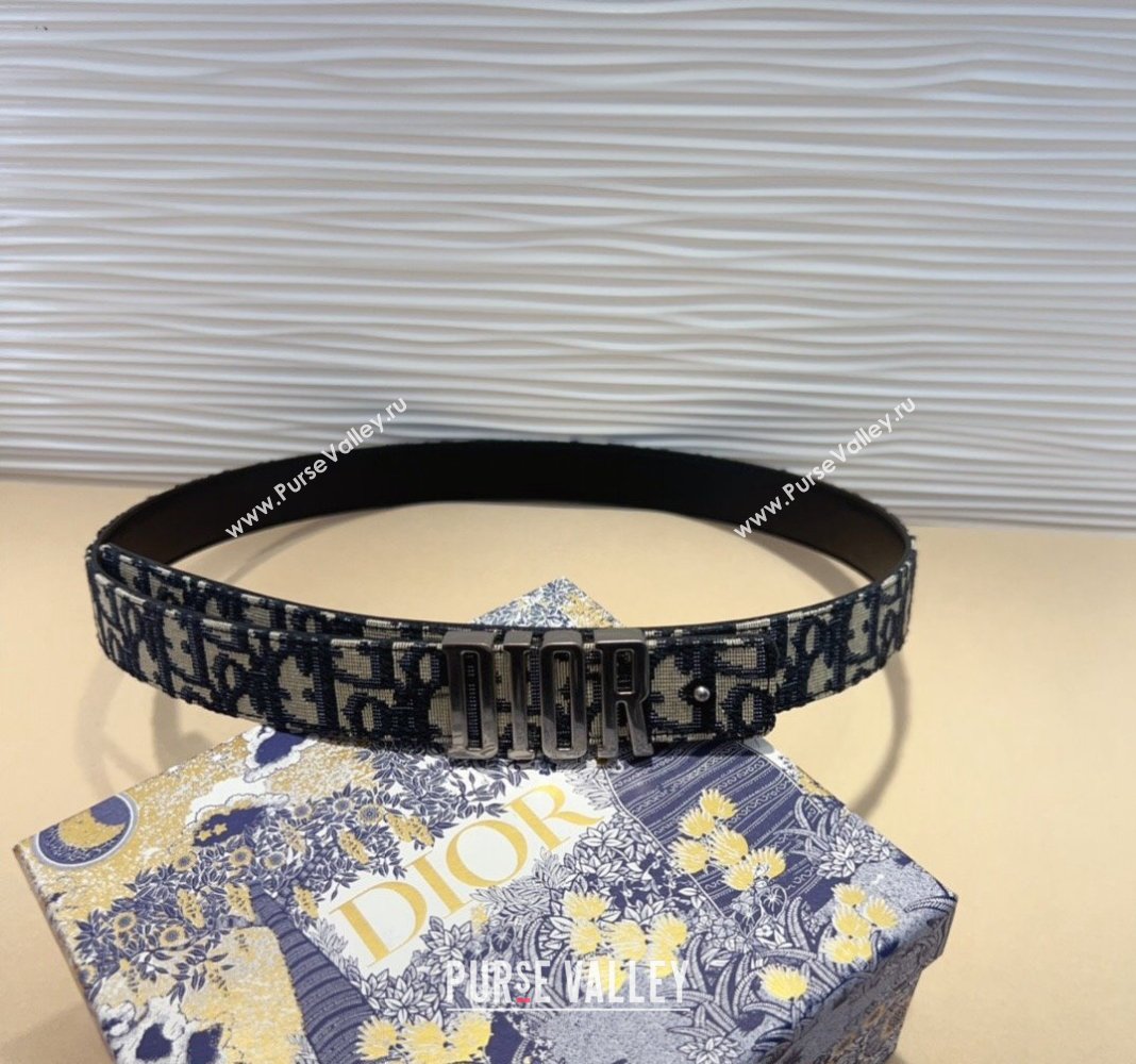 Dior Oblique Canvas Belt 3cm with Silver DIOR Buckle 2024 0820 (99-240820002)