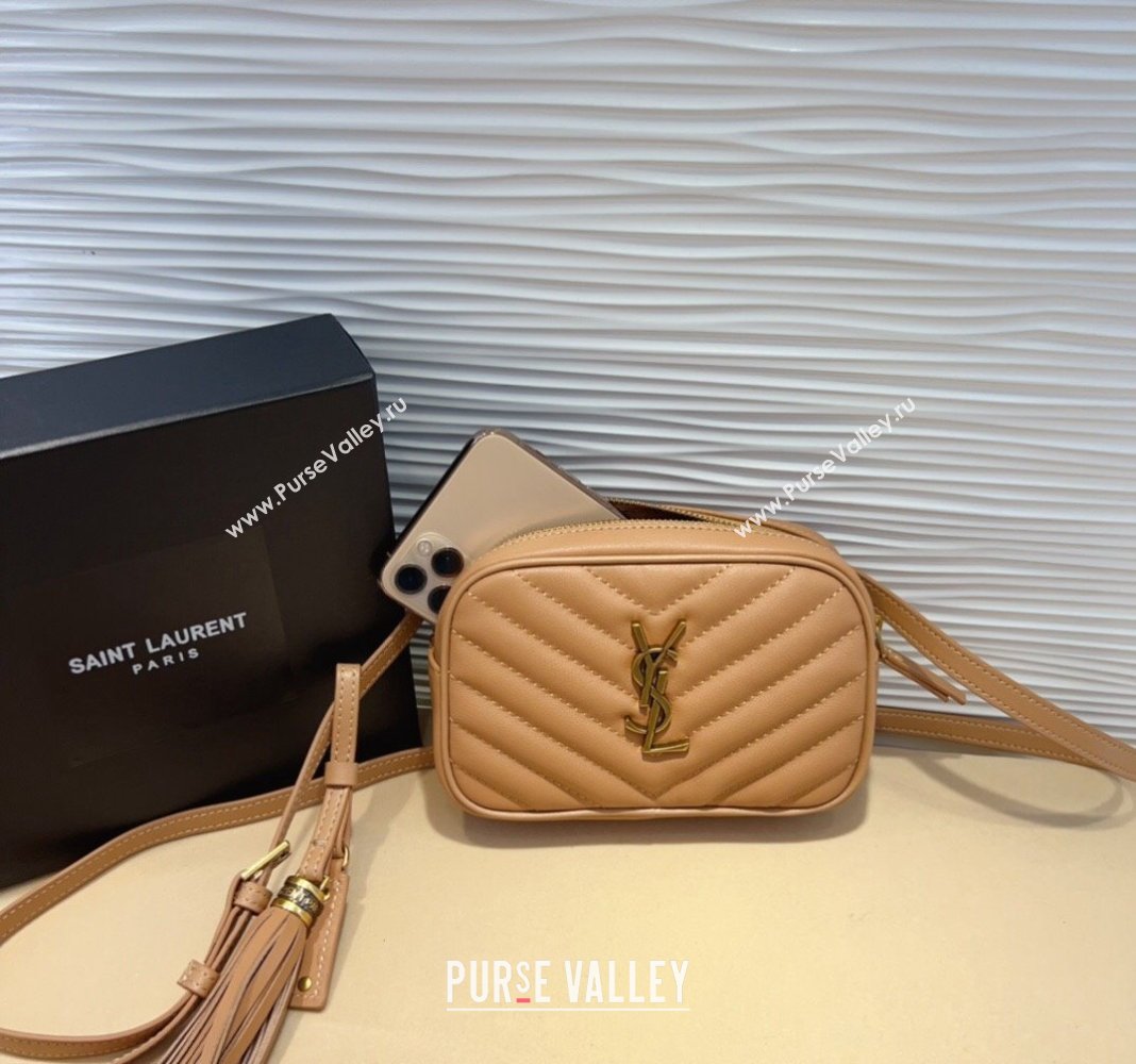 Saint Laurent Leather Lou Belt Bag/Pouch Belt Light Brown 2024 YSL082001 (99-240820038)