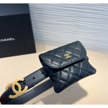 Chanel Quilted Lambskin Pouch Belt Black 2024 082002 (99-240820057)