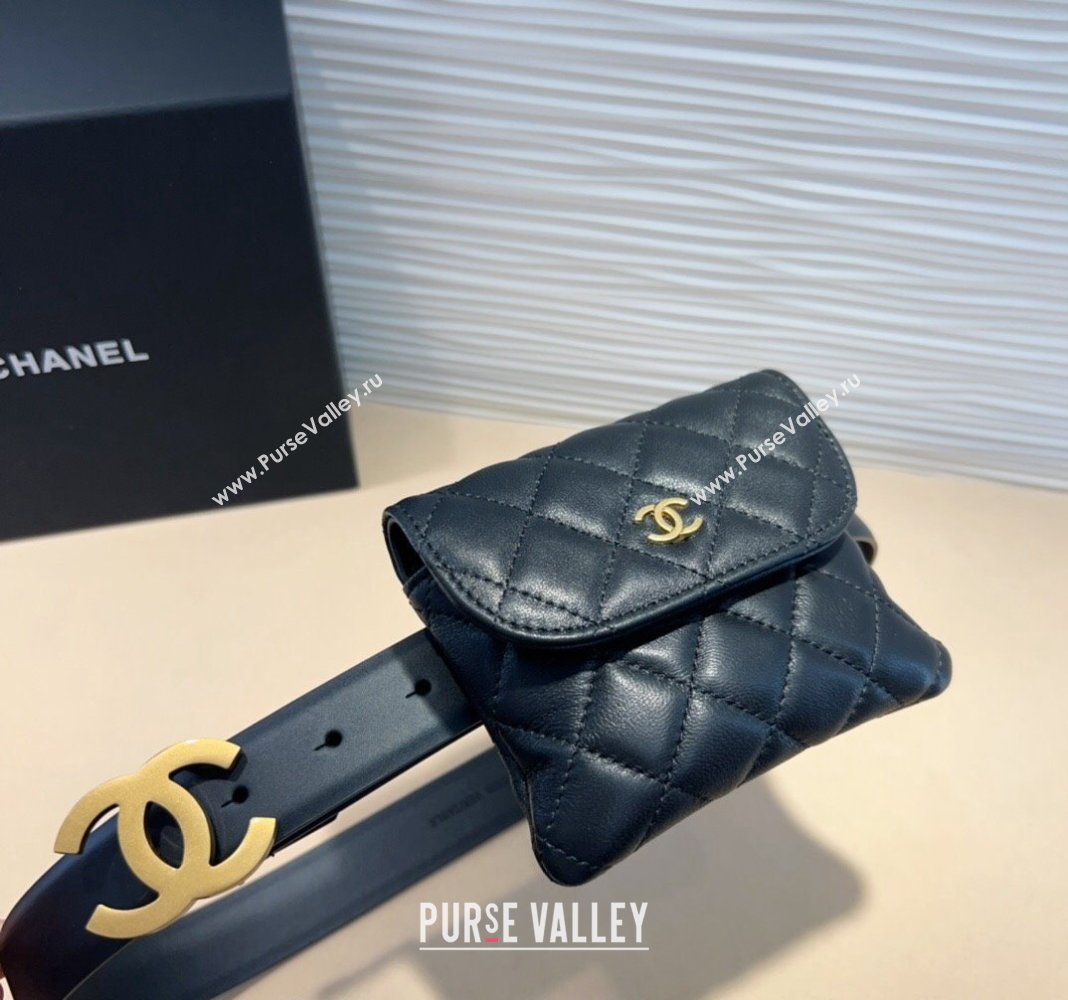 Chanel Quilted Lambskin Pouch Belt Black 2024 082002 (99-240820057)