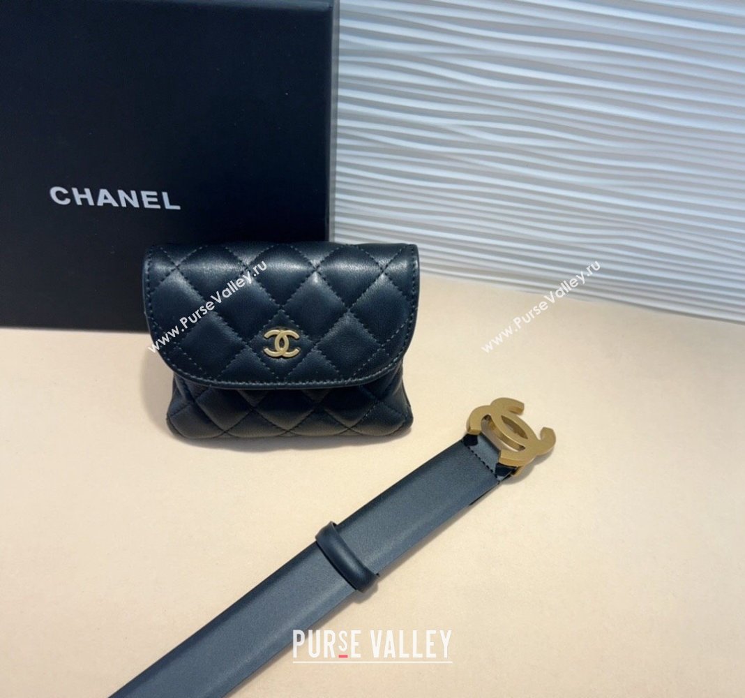 Chanel Quilted Lambskin Pouch Belt Black 2024 082002 (99-240820057)