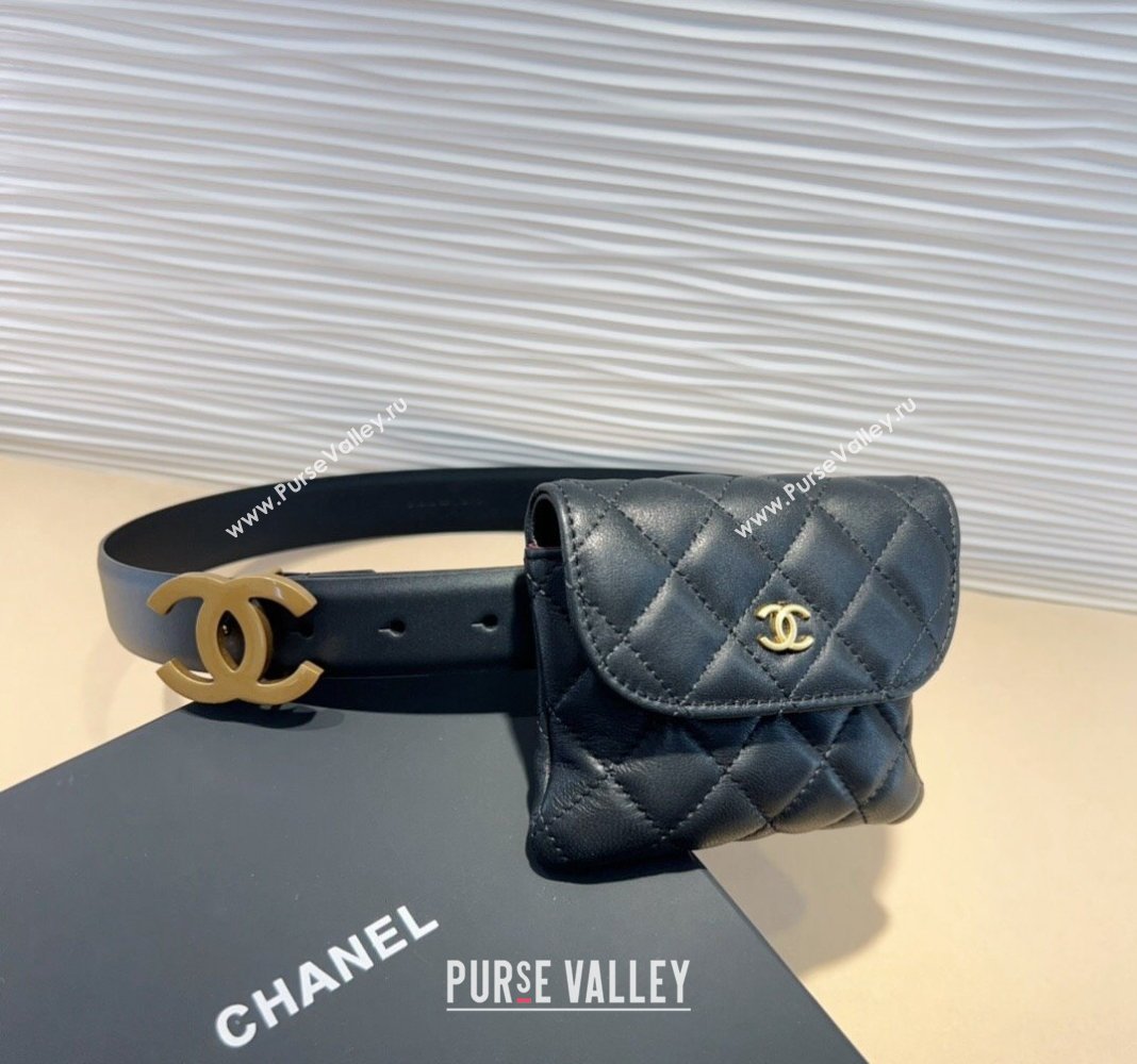 Chanel Quilted Lambskin Pouch Belt Black 2024 082002 (99-240820057)