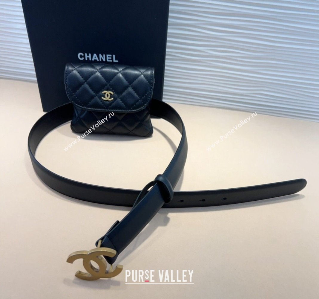 Chanel Quilted Lambskin Pouch Belt Black 2024 082002 (99-240820057)