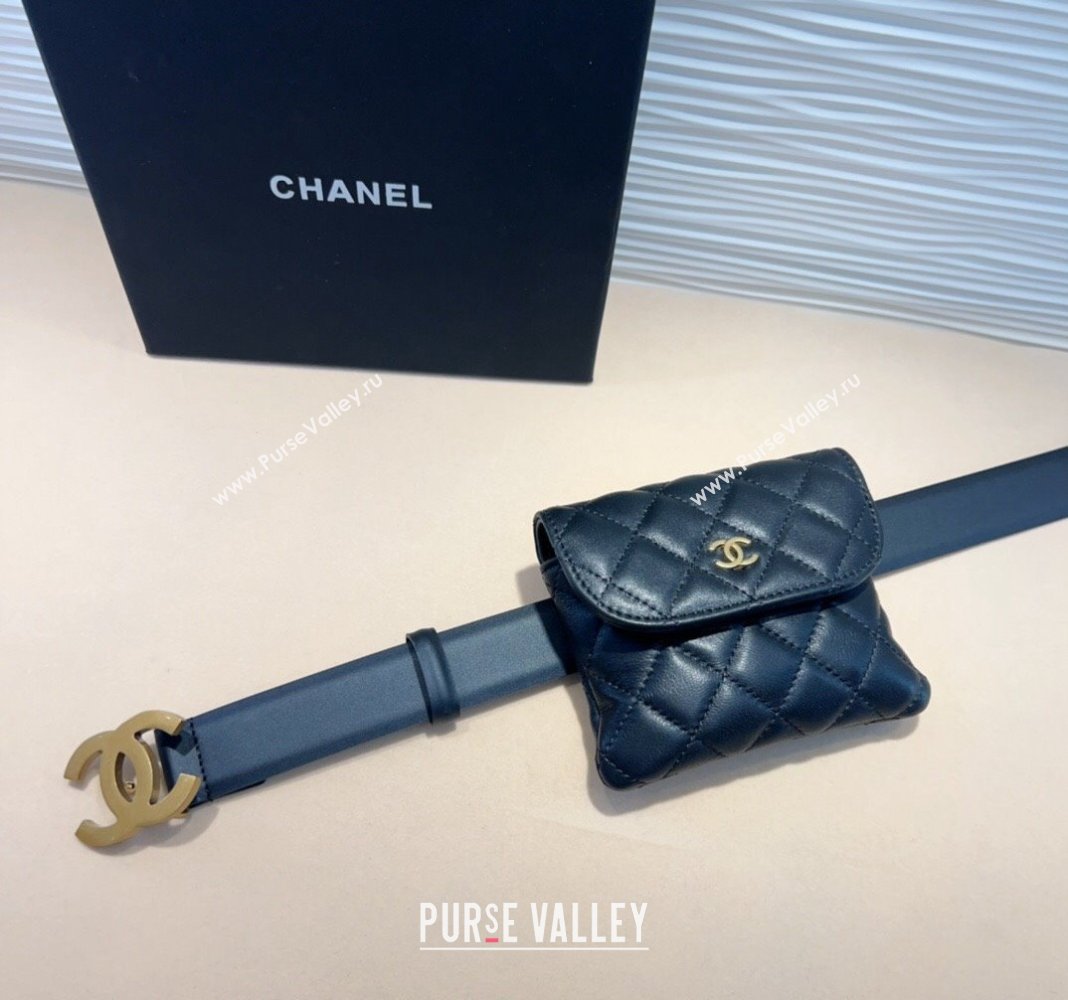 Chanel Quilted Lambskin Pouch Belt Black 2024 082002 (99-240820057)