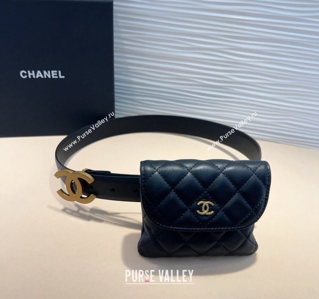 Chanel Quilted Lambskin Pouch Belt Black 2024 082002 (99-240820057)