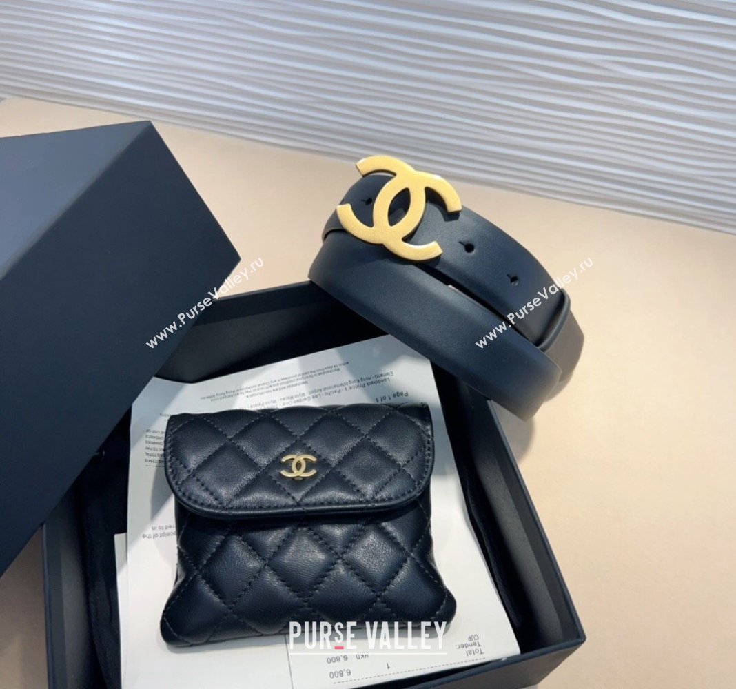 Chanel Quilted Lambskin Pouch Belt Black 2024 082002 (99-240820057)