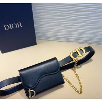 Dior Calfskin Saddle Pouch belt 2cm Black 2024 0820 (99-240820058)