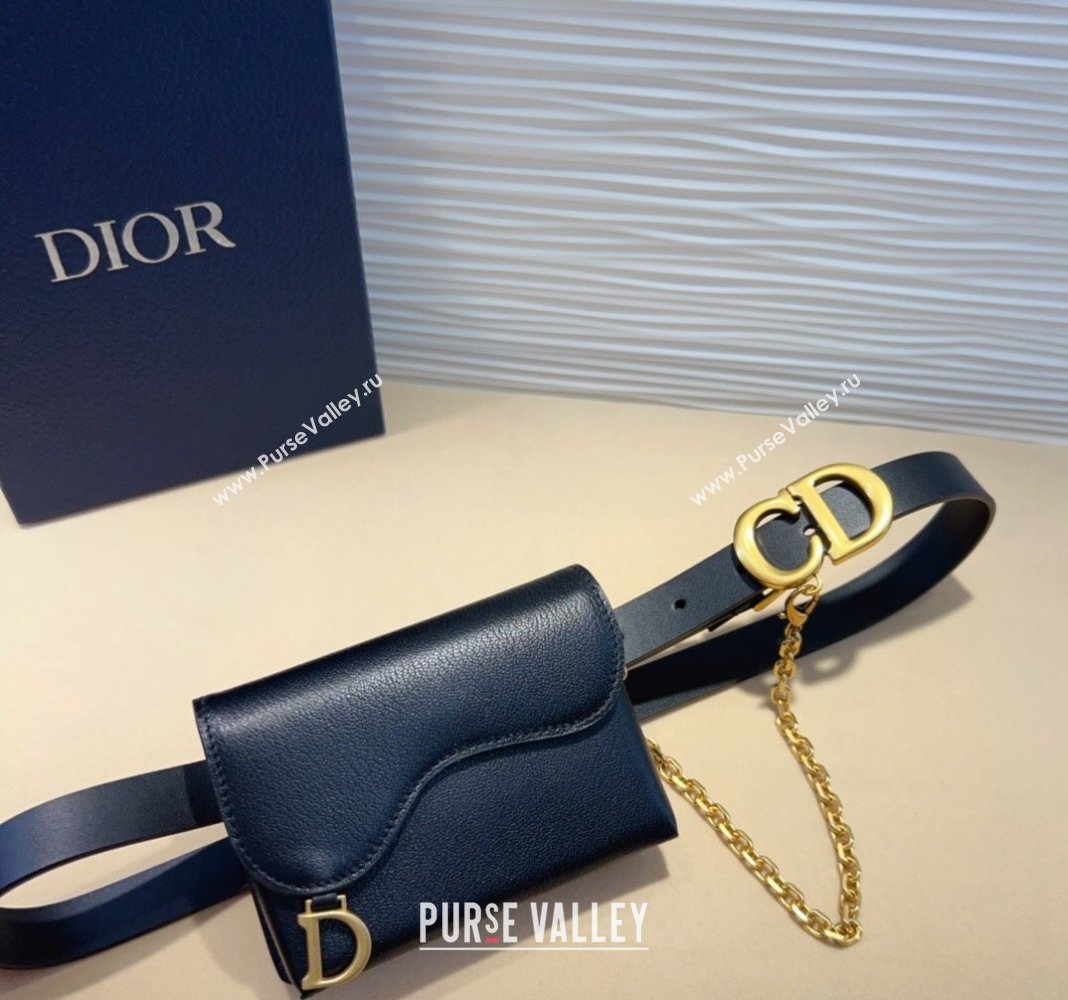 Dior Calfskin Saddle Pouch belt 2cm Black 2024 0820 (99-240820058)