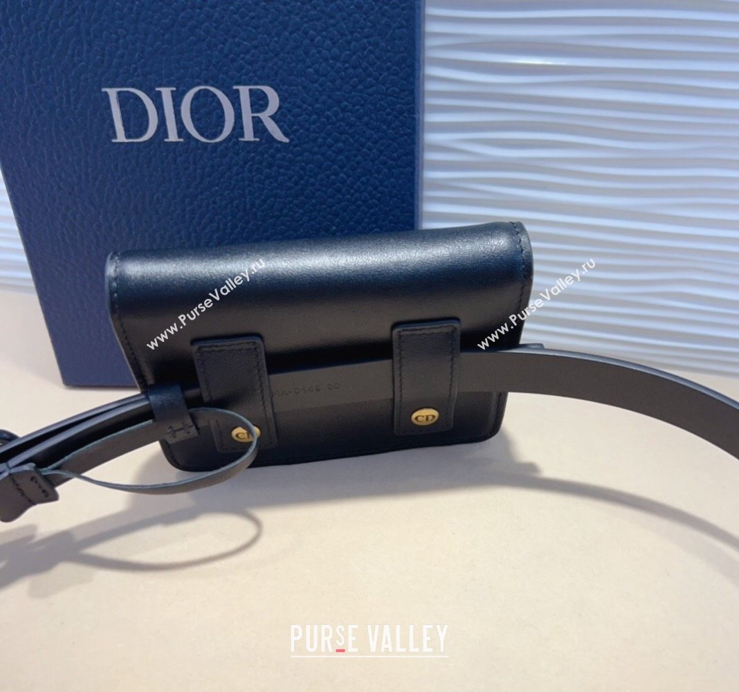 Dior Calfskin Saddle Pouch belt 2cm Black 2024 0820 (99-240820058)