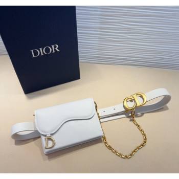 Dior Calfskin Saddle Pouch belt 2cm White 2024 0820 (99-240820059)